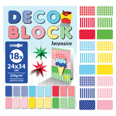 Složka dekoračního papíru (výkresů) DECO BLOCK 18 barev /18 vzorů, 250g/m2