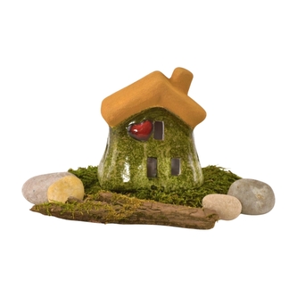 keramický domek zelený LED