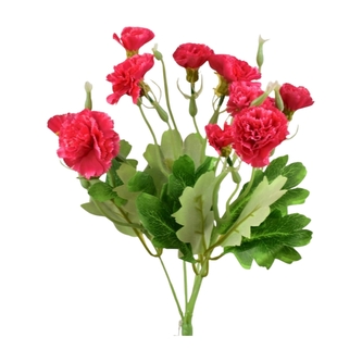 Umělá kytice karafiátů 35 cm, tmavě růžová