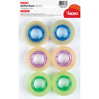Noki, Lepicí páska s barevným středem, 19mm x 33m, 6 ks, blistr