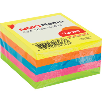 Noki, Samolepicí poznámkový bloček MEMO, 400 listů, 75 x 75 mm, mix neonových barev