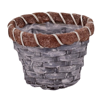 proutěný koš šedý - výška 9 cm