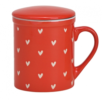 Červený hrnek byliňák se srdíčky 340ml