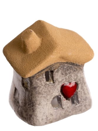 Keramický domek na čajovou svíčku 8 cm šedý