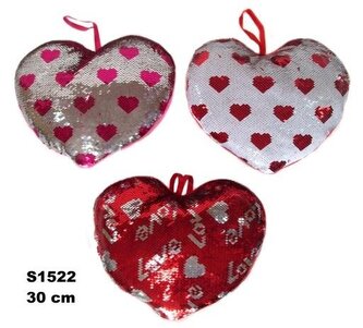 Poduszka Serce cekinowe 30cm MIX
