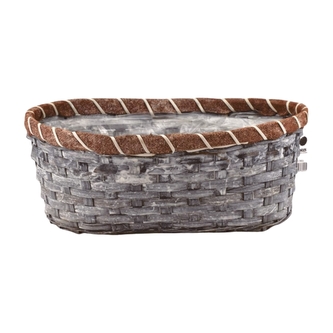 proutěný koš šedý oválný - 23 x 16 cm