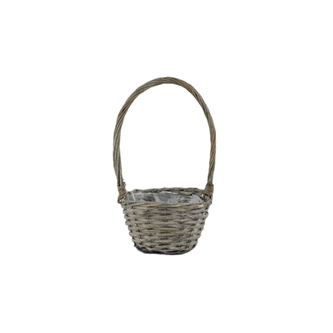 Proutěný košík s uchem 19 cm šedý