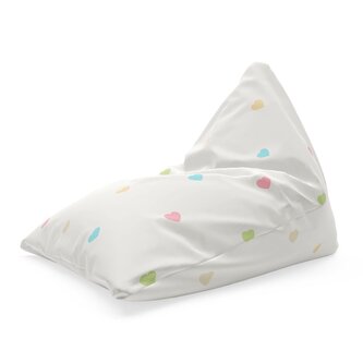 Sedací vak Triangl Barevná srdíčka na béžové: 120 x 100 x 100 cm