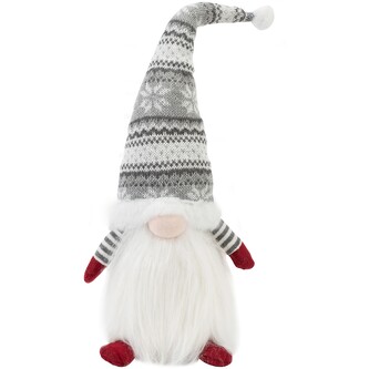 Vánoční skřítek ELF 0623 - 48 cm šedý/bílý