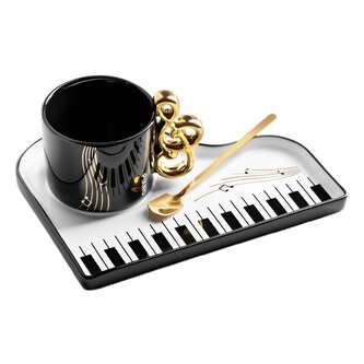 Keramická sada Coffee Music s lžičkou a podšálkem