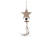 Závěs dřevo 200x200mm hvězda, přírodní , bílá
