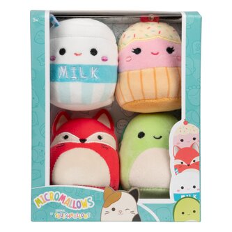 SQUISHMALLOWS Micromallows 4Pack - Liška, Želva, Mlíčko, Dortík