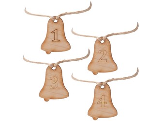 Přívěšek na adventní svíčku 4ks Zvonek, dřevo