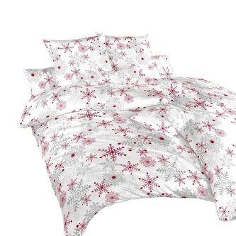 Dadka Povlečení flanel Vločky šedé 200x220, 2x70x90 cm