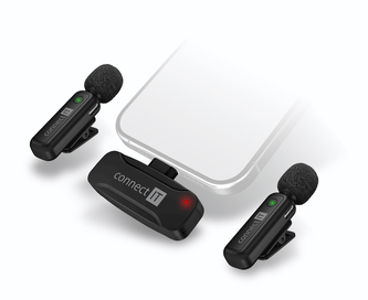 CONNECT IT Wireless Lavalier mikrofon USB-C (2 ks + receiver) set ČERNÝ