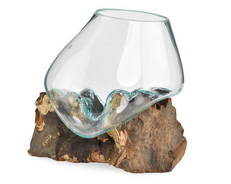 Skleněná nádoba na dřevě - velká - var. E