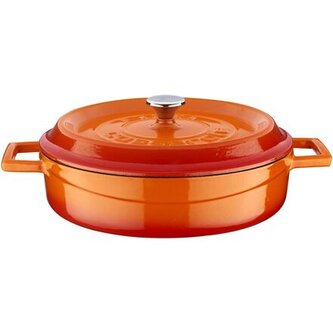 Kastrol litinový kulatý, oranžový, obsah 2,4 l, Ø 24 cm LAVA Metal LVYST24K2OR