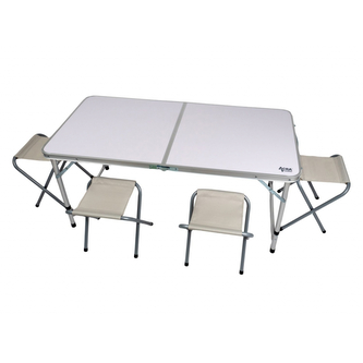 Kempingový set stolek a 4 židličky Acra C3L - bílý-stříbrný