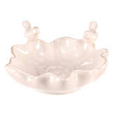 Pítko pro ptáčky - tvar květ, keramika, bílé