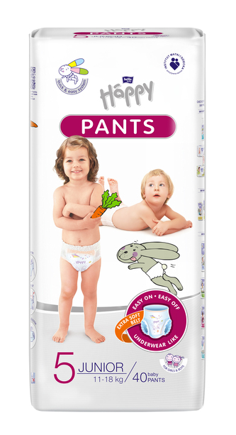 Bella Baby Happy Pants dětské plenkové kalhotky Junior 11-18 kg, 40 ks