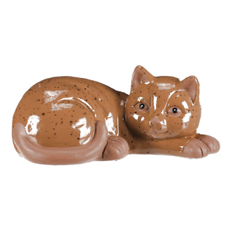 Kočka keramická ležící - větší, barva světle hnědá