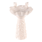 Pítko pro ptáčky - tvar květ, stojaté, keramika, bílé