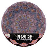 Diamantový obrázek na plátně, kulatý 30 cm - mandala, fialová květina