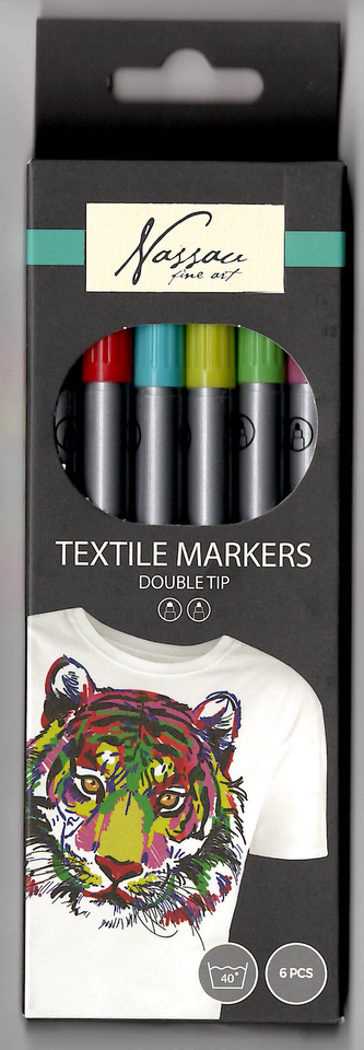 Fixy na textil, oboustranné,  6 barev