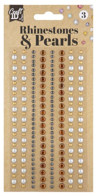 Dekorační kamínky a perly, 212 ks - zlatoměděné