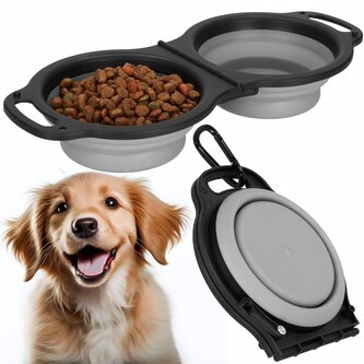 Skládací miska pro psy duo SPRINGOS PA0327 šedá