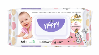 HAPPY Baby čistící ubrousky a´64 oat protein a panthenol