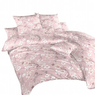 Dadka Povlečení krep Kvítí na pudrovém 220x220, 2x70x90 cm