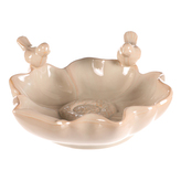 Pítko pro ptáčky - tvar květ, keramika, krémové