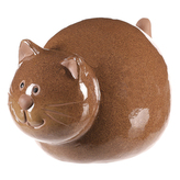 Kočka keramická - větší, barva hnědá