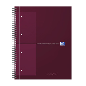 Blok spirálový Oxford International Notebook A4+/80 listů, čtverečkovaný, červený