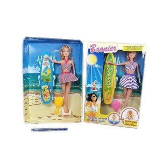 Panenka kloubová 29cm plážová UV měnící barvu těla se surfem