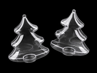 Plastová krabička dvoudílná - zvonek, stromeček, kapka, hvězda - 2 ks - 2 transparent strom
