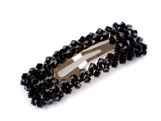 Sponka do vlasů pukačka s broušenými korálky - 1 ks - 10 černá