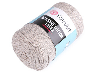 Pletací příze Macrame Cotton lurex 250 g - 1 ks - 3 (725) béžová světlá stříbrná