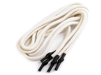 Oděvní šňůra s koncovkami do kapucí, délka 130-140 cm - 100 ks - 4 režná světlá