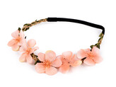 Pružná čelenka do vlasů s květy - 1 ks - 2 pudrová