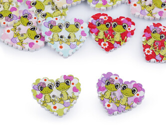 Dřevěný dekorační knoflík srdce mix - 50 ks - mix