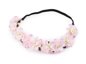 Pružná čelenka do vlasů s květy - 1 ks - 1 růžová nejsv.