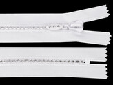 Kostěný zip No 4 délka 30 cm se štrasovými kamínky - 1 ks - 1 bílá