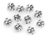 Kovová ozdoba čtyřlístek 8x8 mm - 40 ks - 2 stříbrná