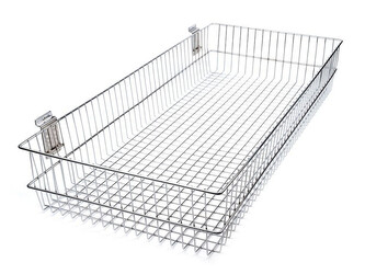 Kovový košík 40x90 cm k zavěšení na panely - 1 ks - stříbrná