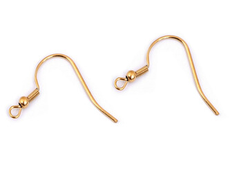 Afroháček s pružinkou a kuličkou z nerezové oceli - 20 ks - zlatá