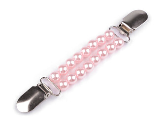 Spona dragoun / zapínání s perlami - 1 ks - 3 pudrová