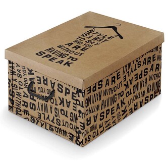 Box úložný s držadly - Kraft, černý nápis