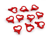 Kovová lakovaná karabina srdce průvlek 15 mm - 10 ks - 1 červená